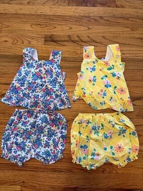Vintage Toddler Floral Matching Set — Yellow & Multicolor